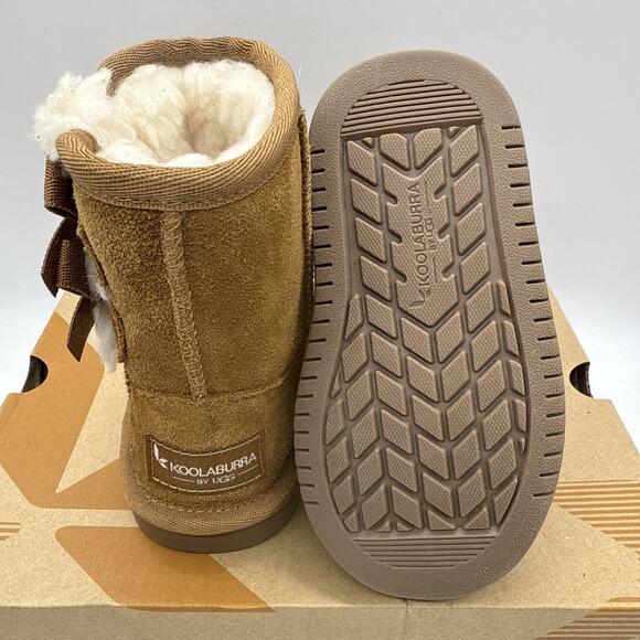 Koolaburra by Ugg Victoria Short Boot Chestnut Tan Sz 6 TODDLER Girls Shoes Bows - Picture 6 of 8